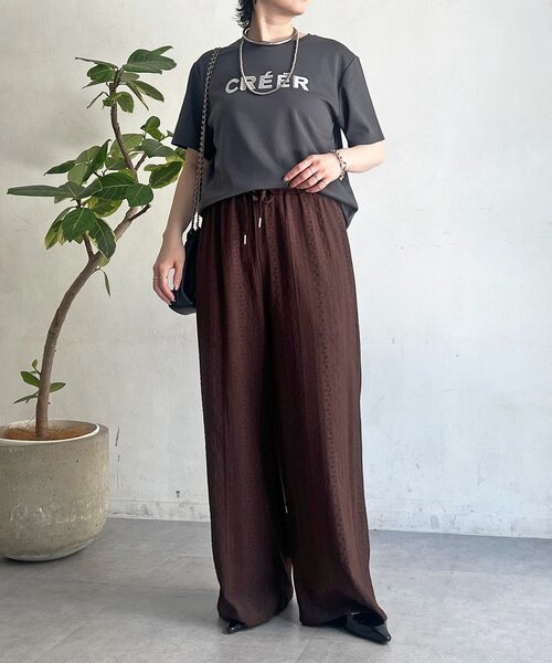 un dix cors(アンディコール)の「刺繍ロゴTEE(Tシャツ/カットソー・レディース・グレイッシュベージュ/チャコールグレー/オフホワイト・FREE)」の9枚目の写真