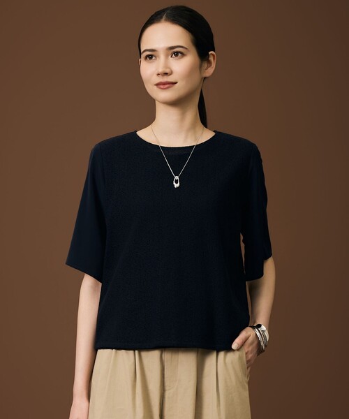 自由区(ジユウク)の「テクスチャージャージーレーシー カットソー(Tシャツ/カットソー・レディース・アイボリー系/ネイビー系/黄土色系・32)」の3枚目の写真