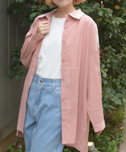 axes femme(アクシーズファム)の「UVカットシアーシャツ(シャツ/ブラウス・レディース・ホワイト/グリーン/ピンク・FREE)」の3枚目の写真