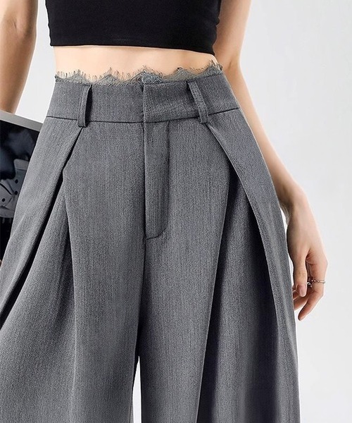 by LEGNA(バイレグナ)の「レースプリーツハイウエストスラックス(スラックス・レディース・グレー/ブラック・LARGE/MEDIUM/SMALL)」の2枚目の写真