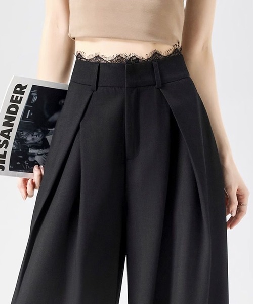 by LEGNA(バイレグナ)の「レースプリーツハイウエストスラックス(スラックス・レディース・グレー/ブラック・LARGE/MEDIUM/SMALL)」の1枚目の写真