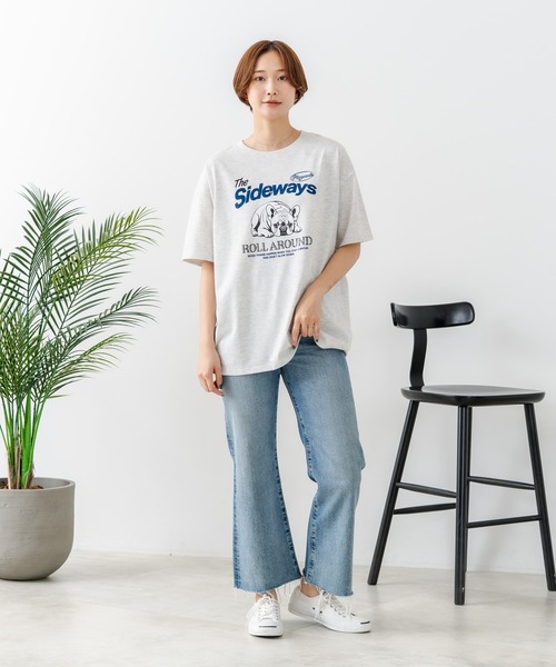 fort point(フォーポイント)の「【C-FORT POINT/フォートポイント】【ゆったりルーズシルエット】フレンチブルドッグ×カレッジ風ロゴTシャツ フレブル 犬好き 古着風 ヴィンテージ風 おしゃれ 可愛い(Tシャツ/カットソー・レディース・ライトグレー/チャコールグレー/オフホワイト・FREE)」の21枚目の写真