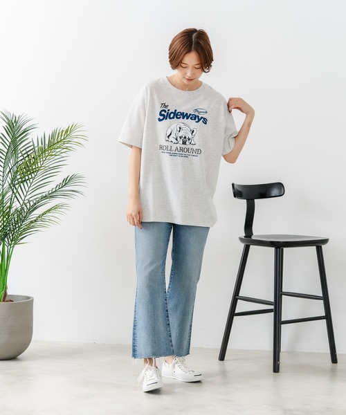 fort point(フォーポイント)の「【C-FORT POINT/フォートポイント】【ゆったりルーズシルエット】フレンチブルドッグ×カレッジ風ロゴTシャツ フレブル 犬好き 古着風 ヴィンテージ風 おしゃれ 可愛い(Tシャツ/カットソー・レディース・ライトグレー/チャコールグレー/オフホワイト・FREE)」の22枚目の写真