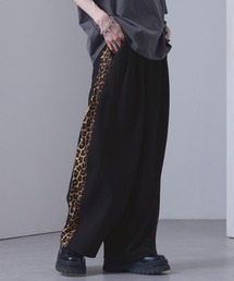 EMMA CLOTHES | leopard print wide track pants/sweatpants / レオパードラインワイドトラックパンツ／スウェットパンツ【黒色コラボ】(スウェットパンツ)