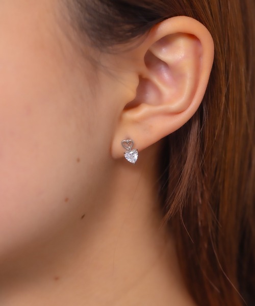 tone(トーン)の「【Peony/ピオニー】片耳用 ストーンハートドロップピアス【アレルギー対応】(片耳用)(ピアス(片耳用)・レディース・シルバー/ゴールド/ピンクゴールド・FREE)」の5枚目の写真