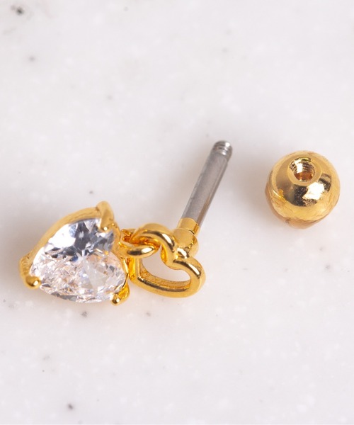 tone(トーン)の「【Peony/ピオニー】片耳用 ストーンハートドロップピアス【アレルギー対応】(片耳用)(ピアス(片耳用)・レディース・シルバー/ゴールド/ピンクゴールド・FREE)」の6枚目の写真