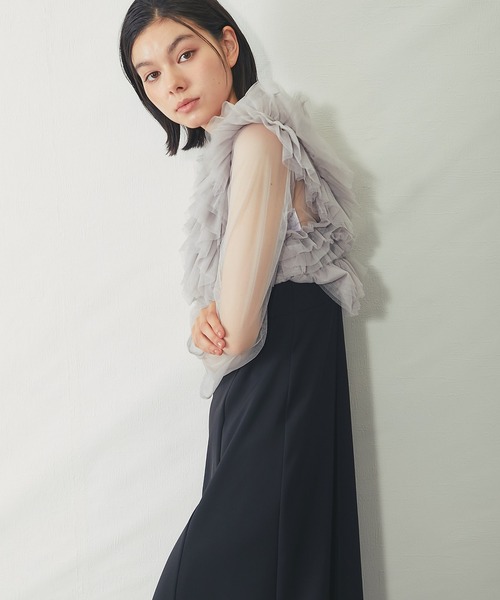 SMILE ORCHID(スマイルオーキッド)の「ボリュームラッフルレイヤードレス(ドレス・レディース・ブラック/ベージュ×ブラック・M)」の3枚目の写真