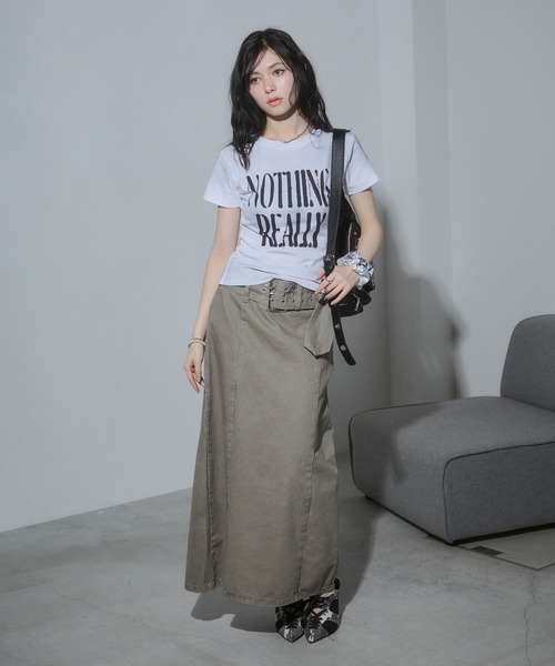 ENVYM(アンビー)の「ペイントロゴコンパクトTシャツ(Tシャツ/カットソー・レディース・グレー/ブラック/カーキ/ホワイト・FREE)」の14枚目の写真