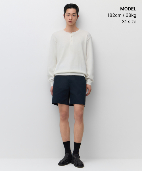 MUSINSA STANDARD（ムシンサスタンダード）の「[シティワーカーズ] コットンショーツ [ネイビー]（その他パンツ・メンズ・その他・26/27/28/29/30/31/32/33/34/36/38/40/42）」の2枚目の写真