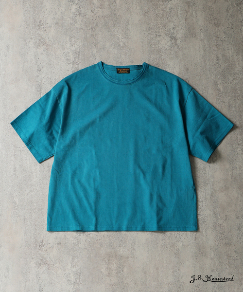 JOURNAL STANDARD J.S HOMESTEAD(ジャーナルスタンダードホームステッド)の「J.S.Homestead / コールド ダイ ダメージ ネック Tシャツ(Tシャツ/カットソー・メンズ・ブルー系その他/イエロー/レッド/ブラック系その他・MEDIUM/LARGE)」の2枚目の写真