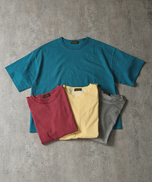 JOURNAL STANDARD J.S HOMESTEAD(ジャーナルスタンダードホームステッド)の「J.S.Homestead / コールド ダイ ダメージ ネック Tシャツ(Tシャツ/カットソー・メンズ・ブルー系その他/イエロー/レッド/ブラック系その他・MEDIUM/LARGE)」の5枚目の写真