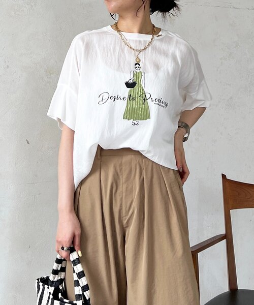 un dix cors(アンディコール)の「プリントTEE(Tシャツ/カットソー・レディース・レッド/ブラック/アイボリー/ネイビー・FREE)」の2枚目の写真