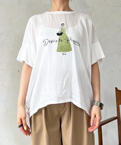 un dix cors(アンディコール)の「プリントTEE(Tシャツ/カットソー・レディース・レッド/ブラック/アイボリー/ネイビー・FREE)」の11枚目の写真