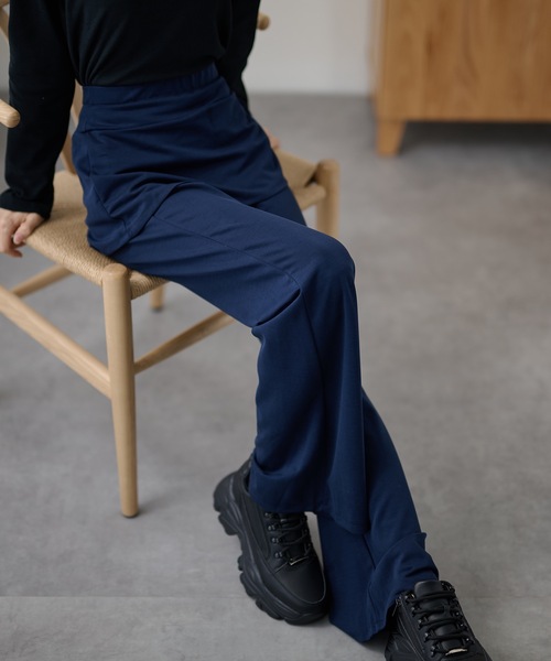 DAYRA（デイラ）の「サイド リボン スカート付き フレア スウェット パンツ（スウェットパンツ・レディース・ブラック/ダークグレー/ネイビー・L/M）」の16枚目の写真