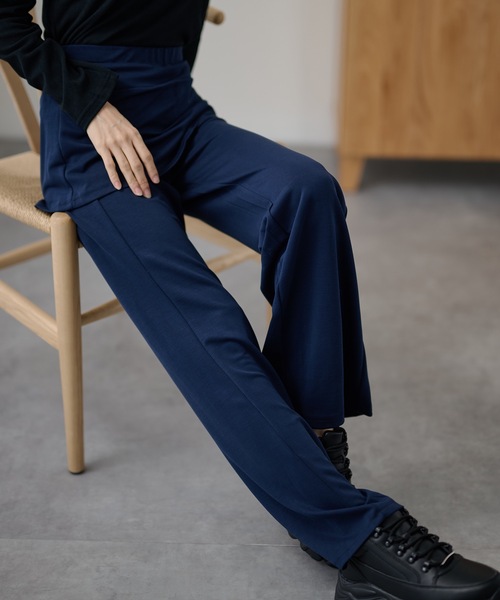 DAYRA（デイラ）の「サイド リボン スカート付き フレア スウェット パンツ（スウェットパンツ・レディース・ブラック/ダークグレー/ネイビー・L/M）」の17枚目の写真