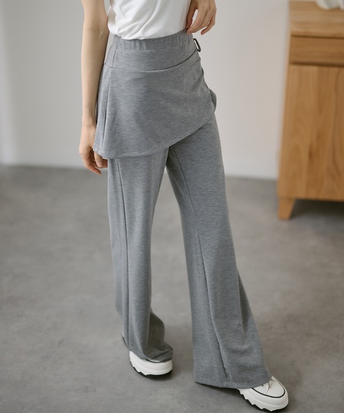 DAYRA（デイラ）の「サイド リボン スカート付き フレア スウェット パンツ（スウェットパンツ・レディース・ブラック/ダークグレー/ネイビー・L/M）」の8枚目の写真