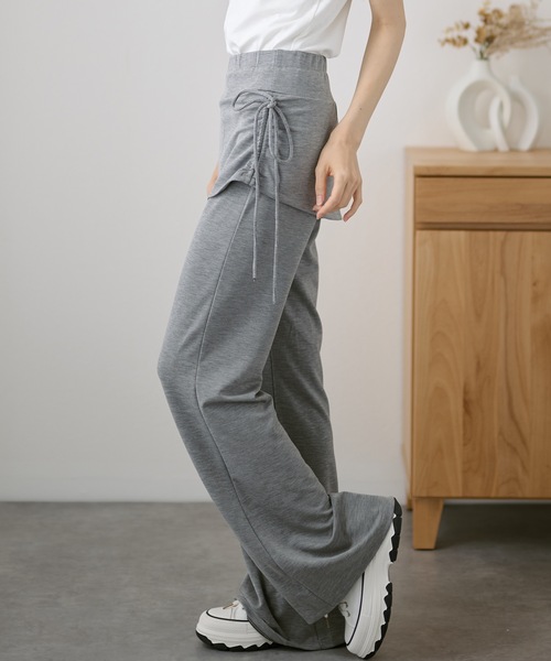 DAYRA（デイラ）の「サイド リボン スカート付き フレア スウェット パンツ（スウェットパンツ・レディース・ブラック/ダークグレー/ネイビー・L/M）」の11枚目の写真