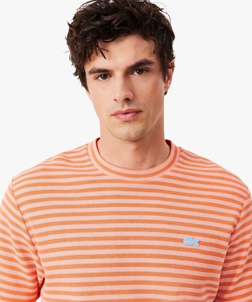 LACOSTE（ラコステ）の「ニットライクボーダーTシャツ（Tシャツ/カットソー・メンズ・オレンジ/ライトブルー・2/3/5/4）」の11枚目の写真