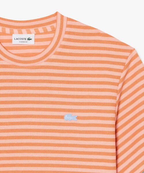LACOSTE（ラコステ）の「ニットライクボーダーTシャツ（Tシャツ/カットソー・メンズ・オレンジ/ライトブルー・2/3/5/4）」の9枚目の写真