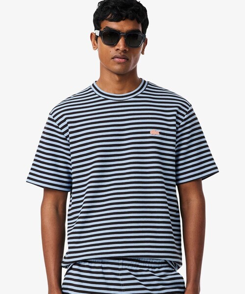 LACOSTE（ラコステ）の「ニットライクボーダーTシャツ（Tシャツ/カットソー・メンズ・オレンジ/ライトブルー・2/3/5/4）」の6枚目の写真
