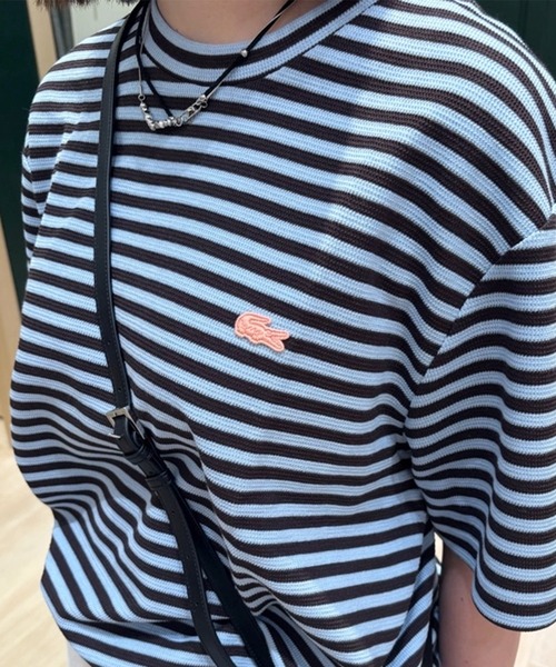 LACOSTE（ラコステ）の「ニットライクボーダーTシャツ（Tシャツ/カットソー・メンズ・オレンジ/ライトブルー・2/3/5/4）」の3枚目の写真
