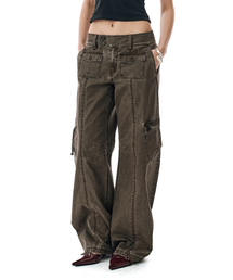 SECONDMONO（セカンドモノローグ）の「Washed Low-Rise Cargo Pant [BROWN]_SEWPT014BROWN（その他パンツ）」