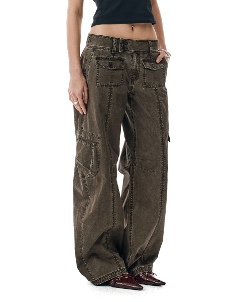 SECONDMONO（セカンドモノローグ）の「Washed Low-Rise Cargo Pant [BROWN]_SEWPT014BROWN（その他パンツ・レディース・その他・SMALL/MEDIUM/LARGE）」の3枚目の写真