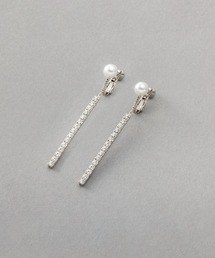 パール×ビジューバーの揺れ感ピアス/イヤリング