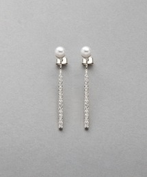 パール×ビジューバーの揺れ感ピアス/イヤリング