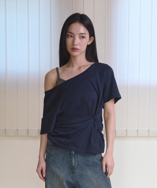 WOOALONG(ウアロン)の「Light slim sleeveless - CHARCOAL(Tシャツ/カットソー・レディース・ネイビー・SMALL/MEDIUM)」の3枚目の写真