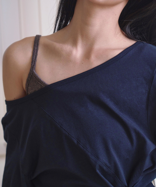 WOOALONG(ウアロン)の「Light slim sleeveless - CHARCOAL(Tシャツ/カットソー・レディース・ネイビー・SMALL/MEDIUM)」の4枚目の写真