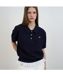 Frill Layered Collar T-Shirt [Navy]