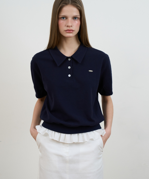 DEHEVE（デヘヴェ）の「Frill Layered Collar T-Shirt [Navy]（Tシャツ/カットソー・レディース・ネイビー・OS）」の11枚目の写真