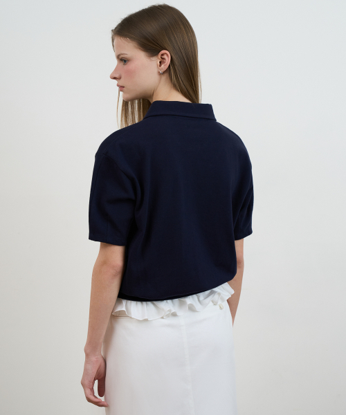 DEHEVE（デヘヴェ）の「Frill Layered Collar T-Shirt [Navy]（Tシャツ/カットソー・レディース・ネイビー・OS）」の9枚目の写真