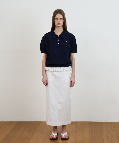 DEHEVE（デヘヴェ）の「Frill Layered Collar T-Shirt [Navy]（Tシャツ/カットソー・レディース・ネイビー・OS）」の6枚目の写真