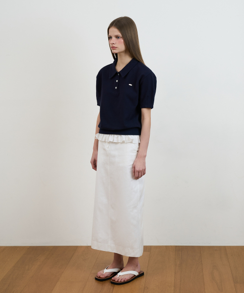 DEHEVE（デヘヴェ）の「Frill Layered Collar T-Shirt [Navy]（Tシャツ/カットソー・レディース・ネイビー・OS）」の5枚目の写真