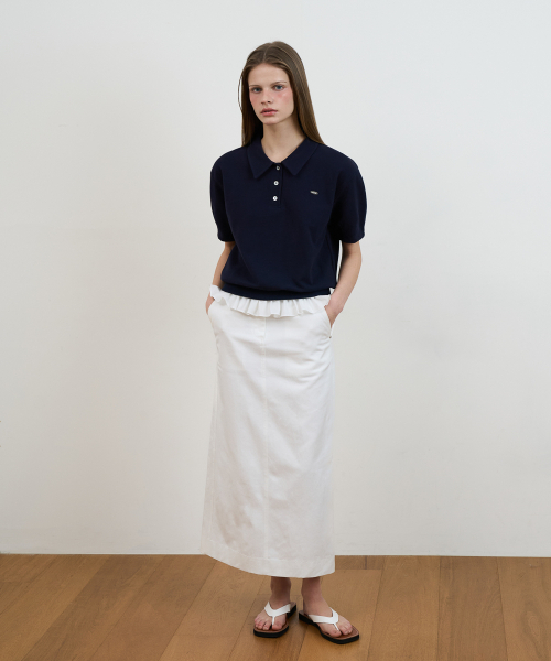 DEHEVE（デヘヴェ）の「Frill Layered Collar T-Shirt [Navy]（Tシャツ/カットソー・レディース・ネイビー・OS）」の3枚目の写真