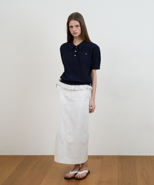 DEHEVE（デヘヴェ）の「Frill Layered Collar T-Shirt [Navy]（Tシャツ/カットソー・レディース・ネイビー・OS）」の2枚目の写真