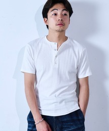 SINSS（シンス）の「Rib henley HS T-shirt / リブヘンリーショートスリーブTシャツ（Tシャツ/カットソー）」