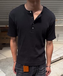 SINSS（シンス）の「Rib henley HS T-shirt / リブヘンリーショートスリーブTシャツ（Tシャツ/カットソー）」