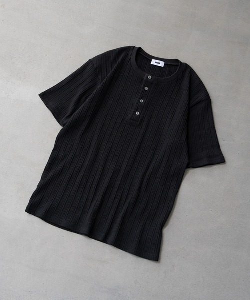 SINSS(シンス)の「Rib henley HS T-shirt / リブヘンリーショートスリーブTシャツ(Tシャツ/カットソー・メンズ・ホワイト/ブラック・X-SMALL/SMALL/MEDIUM/LARGE)」の15枚目の写真
