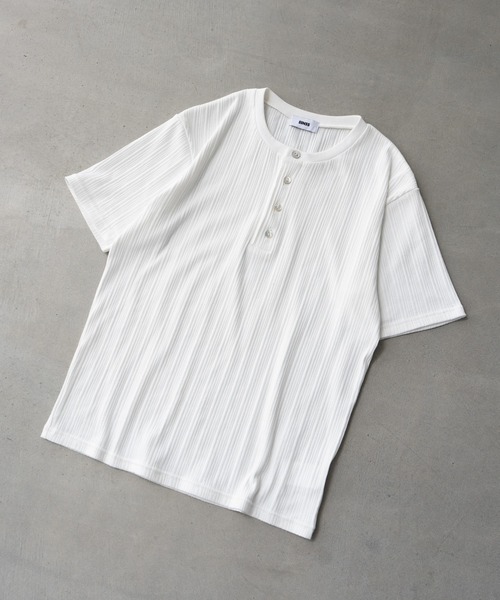SINSS(シンス)の「Rib henley HS T-shirt / リブヘンリーショートスリーブTシャツ(Tシャツ/カットソー・メンズ・ホワイト/ブラック・X-SMALL/SMALL/MEDIUM/LARGE)」の16枚目の写真
