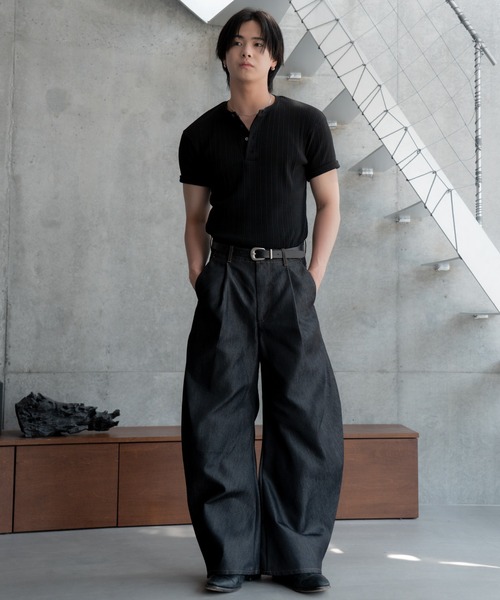 SINSS(シンス)の「Rib henley HS T-shirt / リブヘンリーショートスリーブTシャツ(Tシャツ/カットソー・メンズ・ホワイト/ブラック・X-SMALL/SMALL/MEDIUM/LARGE)」の7枚目の写真