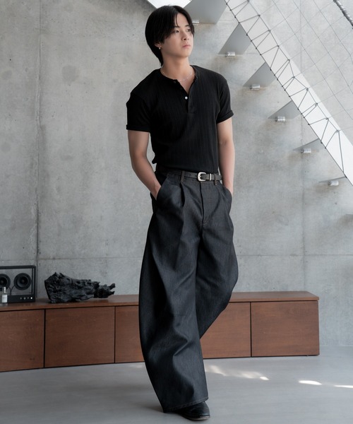 SINSS(シンス)の「Rib henley HS T-shirt / リブヘンリーショートスリーブTシャツ(Tシャツ/カットソー・メンズ・ホワイト/ブラック・X-SMALL/SMALL/MEDIUM/LARGE)」の9枚目の写真