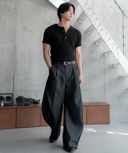 SINSS(シンス)の「Rib henley HS T-shirt / リブヘンリーショートスリーブTシャツ(Tシャツ/カットソー・メンズ・ホワイト/ブラック・X-SMALL/SMALL/MEDIUM/LARGE)」の11枚目の写真