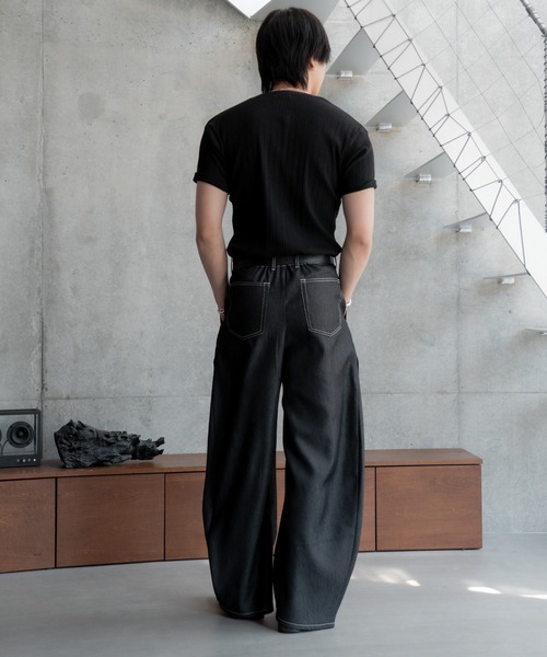 SINSS(シンス)の「Rib henley HS T-shirt / リブヘンリーショートスリーブTシャツ(Tシャツ/カットソー・メンズ・ホワイト/ブラック・X-SMALL/SMALL/MEDIUM/LARGE)」の12枚目の写真