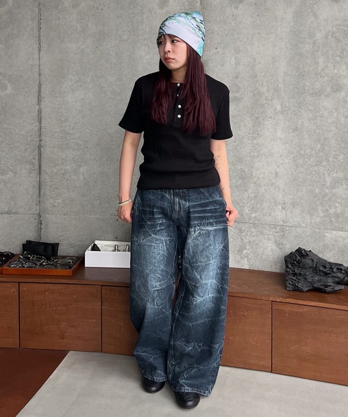 SINSS(シンス)の「Rib henley HS T-shirt / リブヘンリーショートスリーブTシャツ(Tシャツ/カットソー・メンズ・ホワイト/ブラック・X-SMALL/SMALL/MEDIUM/LARGE)」の19枚目の写真
