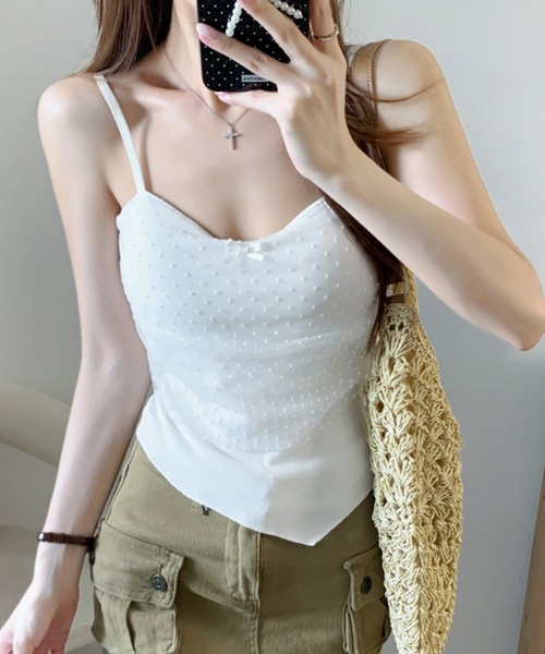 Lace Ladies(レースレディース)の「ドット リボン レース カップ付き キャミソール(キャミソール・レディース・ブルー/アイボリー/ブラック/ホワイト・FREE)」の20枚目の写真