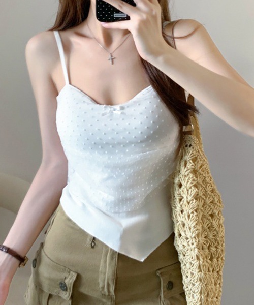 Lace Ladies(レースレディース)の「ドット リボン レース カップ付き キャミソール(キャミソール・レディース・ブルー/アイボリー/ブラック/ホワイト・FREE)」の21枚目の写真