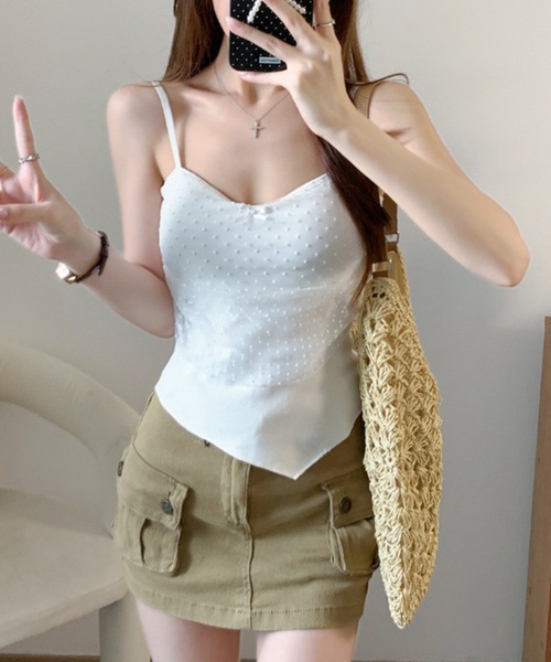 Lace Ladies(レースレディース)の「ドット リボン レース カップ付き キャミソール(キャミソール・レディース・ブルー/アイボリー/ブラック/ホワイト・FREE)」の22枚目の写真